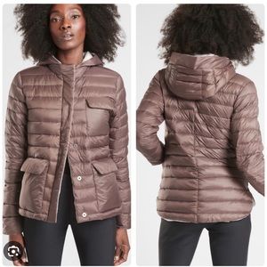 Athleta Pulse Down Reversible Jacket- Mocha/Cream